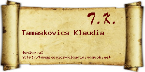 Tamaskovics Klaudia névjegykártya